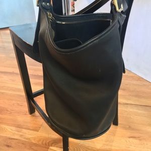 Coach thick leather bucket bag black